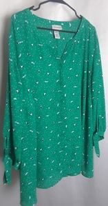Green Umbrella Patterned Blouse